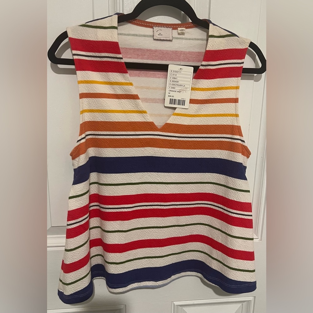 Anthropologie Postmark Monterey Multicolored Striped Sleeveless Top Size Medium - Picture 2 of 15